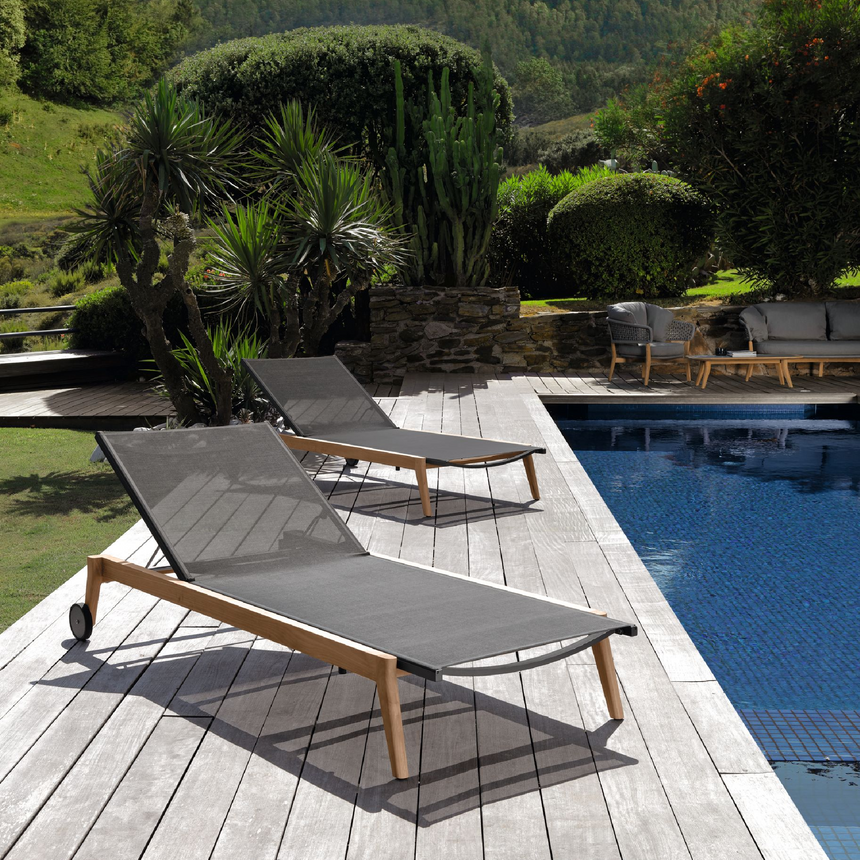 Teak Framed Sun Lounger | Talenti Moon | Italianfurniture.com