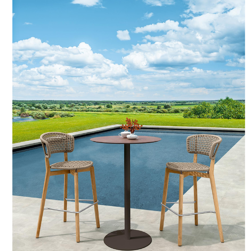 Teak Framed Outdoor Bar Stool | Talenti Moon Italianfurniture.com