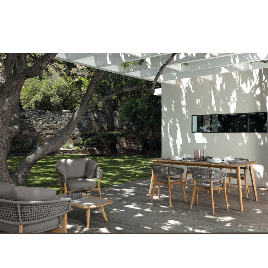 Slatted Teak Outdoor Dining Table | Talenti Moon | Italianfurniture.com
