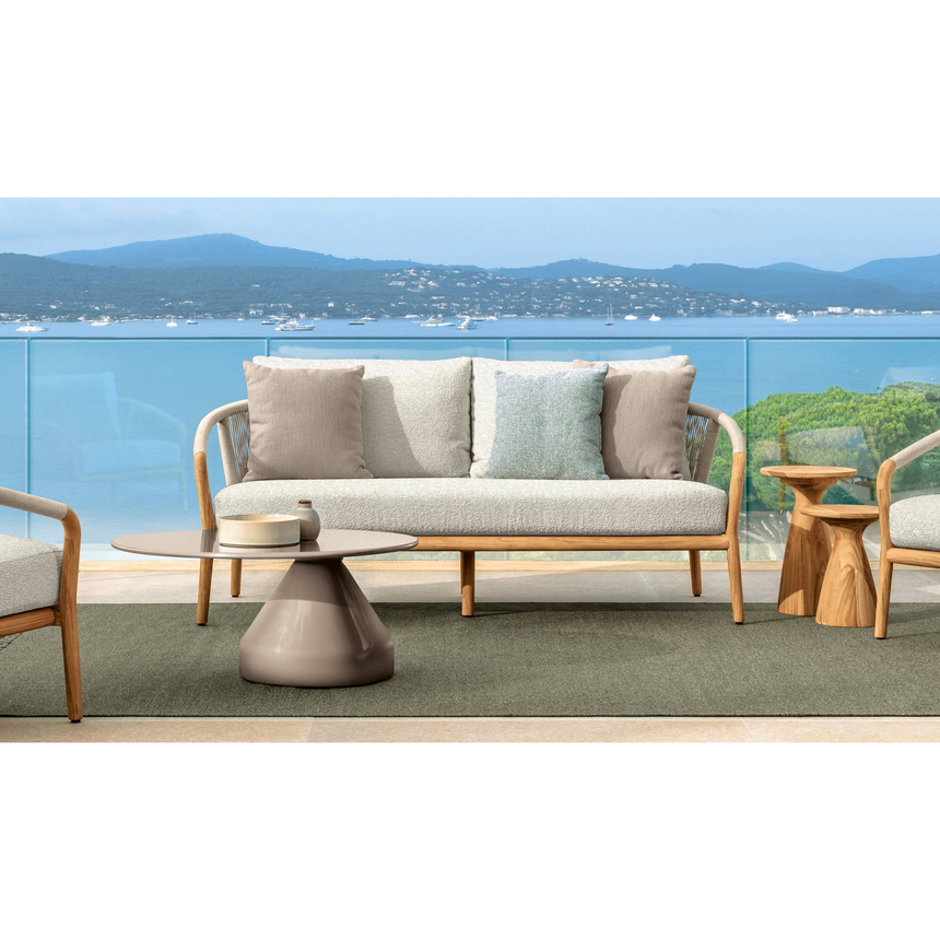 Curved Arm Teak Outdoor Sofa | Talenti Parker | Italianfurniture.com