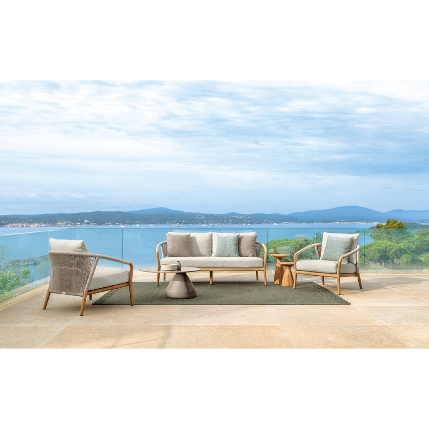 Curved Arm Teak Outdoor Sofa | Talenti Parker | Italianfurniture.com