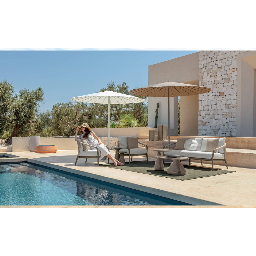 Curved Arm Teak Outdoor Sofa | Talenti Parker | Italianfurniture.com