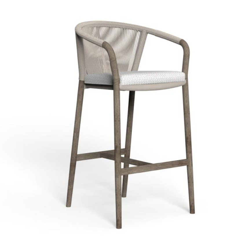 Curved Arm Teak Bar Stool | Talenti Parker | Italianfurniture.com