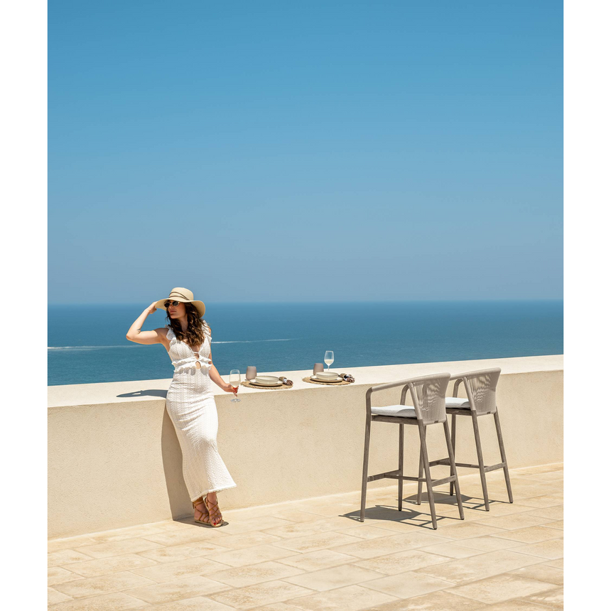 Curved Arm Teak Bar Stool | Talenti Parker | Italianfurniture.com