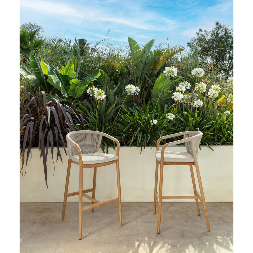 Curved Arm Teak Bar Stool | Talenti Parker | Italianfurniture.com