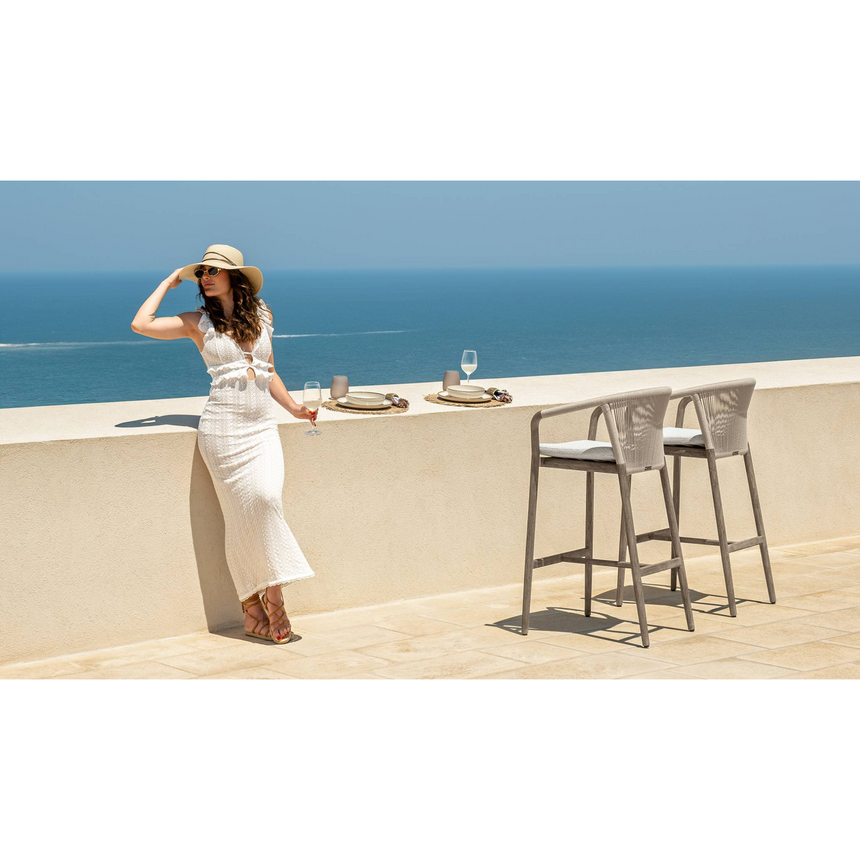 Curved Arm Teak Bar Stool | Talenti Parker | Italianfurniture.com