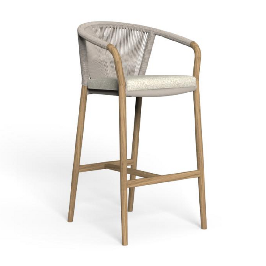 Curved Arm Teak Bar Stool | Talenti Parker | Italianfurniture.com
