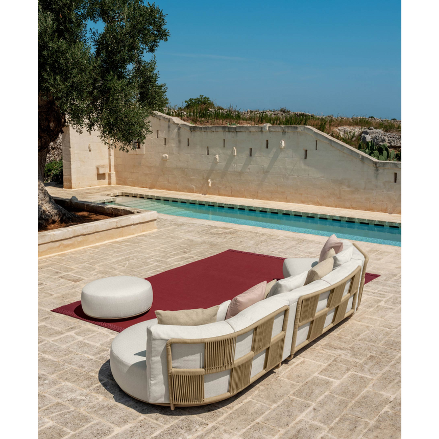 Round Padded Outdoor Ottoman | Talenti Scacco | Italianfurniture.com