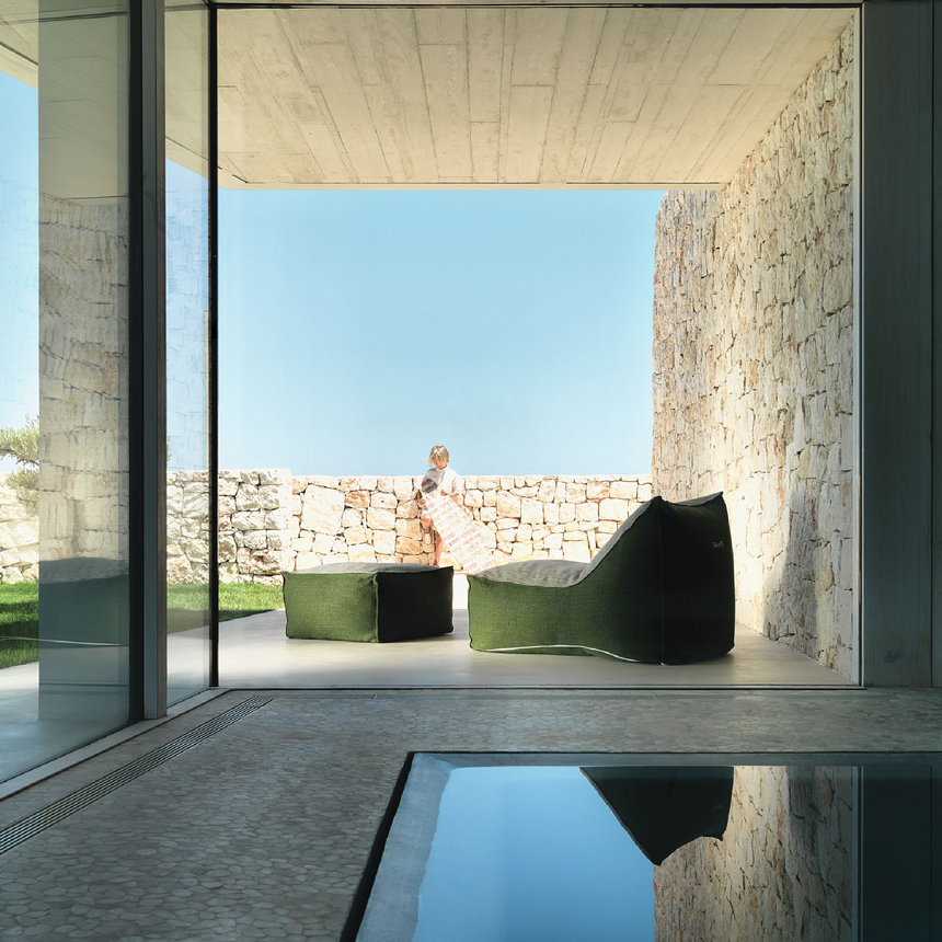 Piped Outdoor Square Pouf | Talenti Sacco | Italianfurniture.com