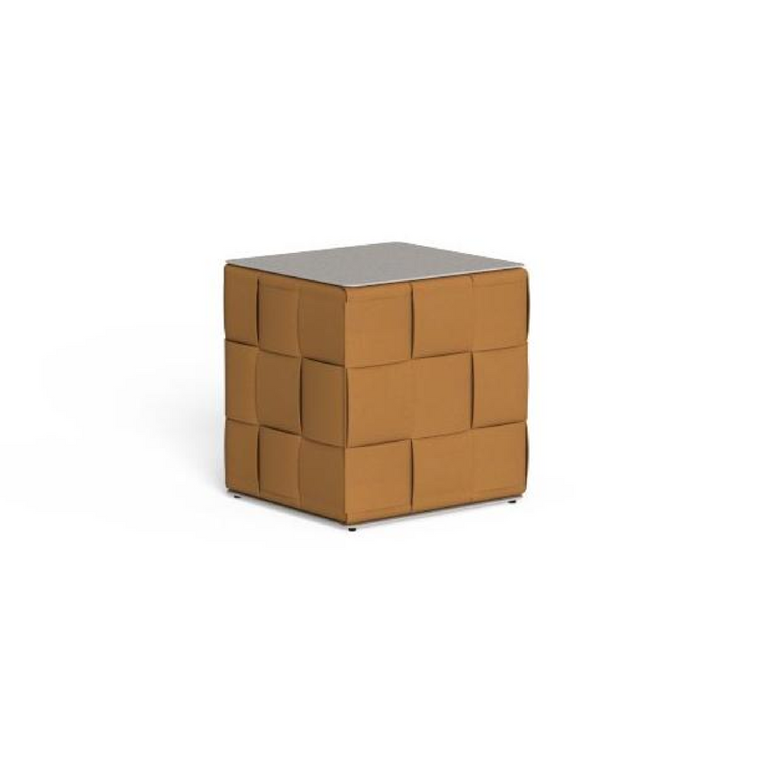 Cube Leather Outdoor Coffee Table | Talenti Tressé