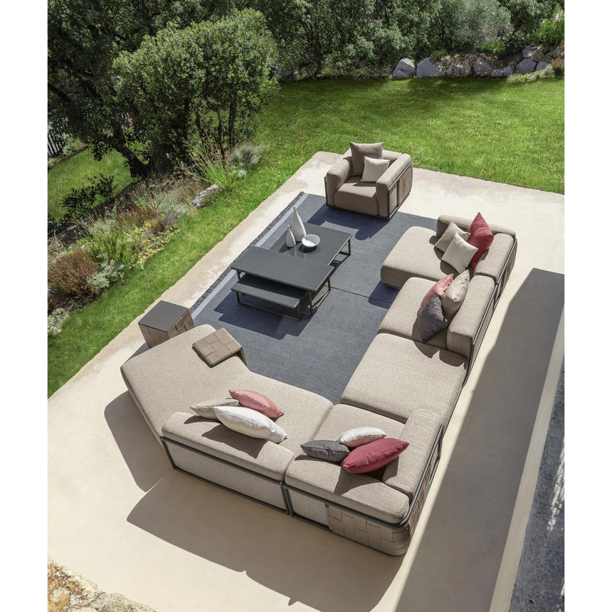Square Padded Outdoor Ottoman | Talenti Tressé | Italianfurniture.com