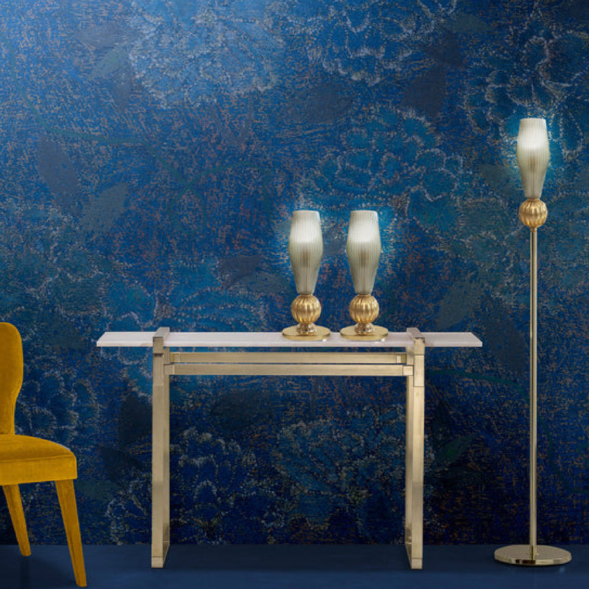 Gray Glass Gold Table Lamp | Villari Angelica
