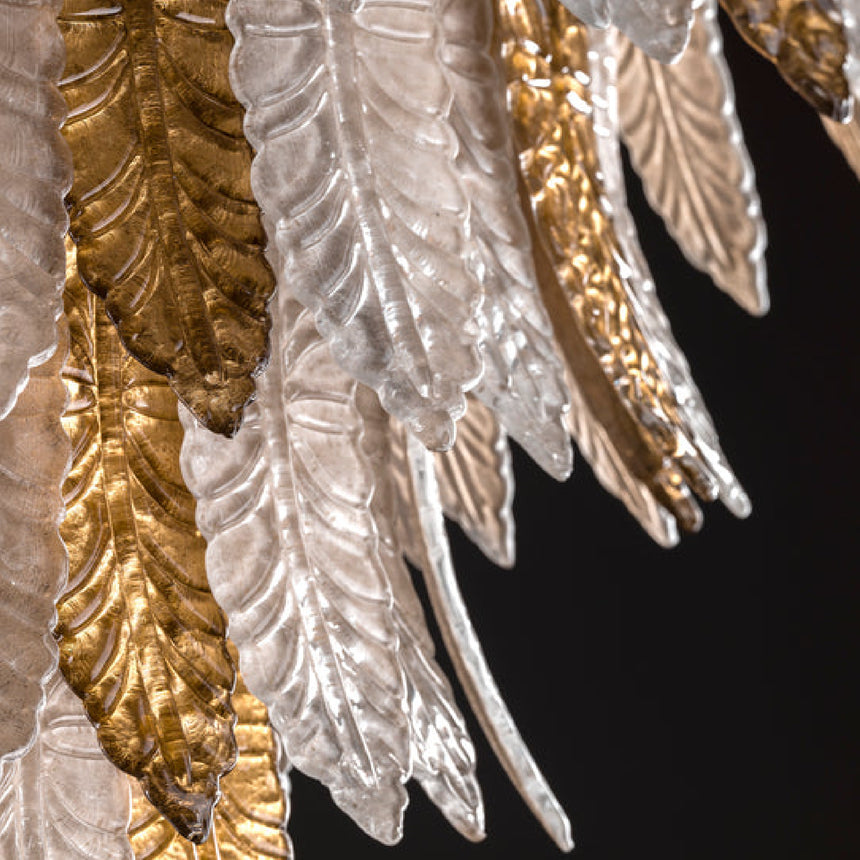 Feather-Shaped Glass 12-Light Chandelier | Villari Cher