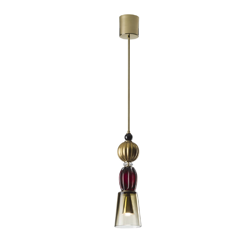Red & Gold Glass Pendant Lamp | Villari Ava