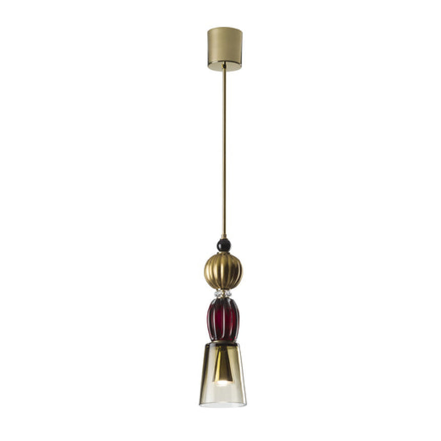 Red & Gold Glass Pendant Lamp | Villari Ava