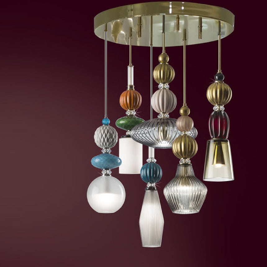 Stacked Multicolored Glass Chandelier | Villari Divas