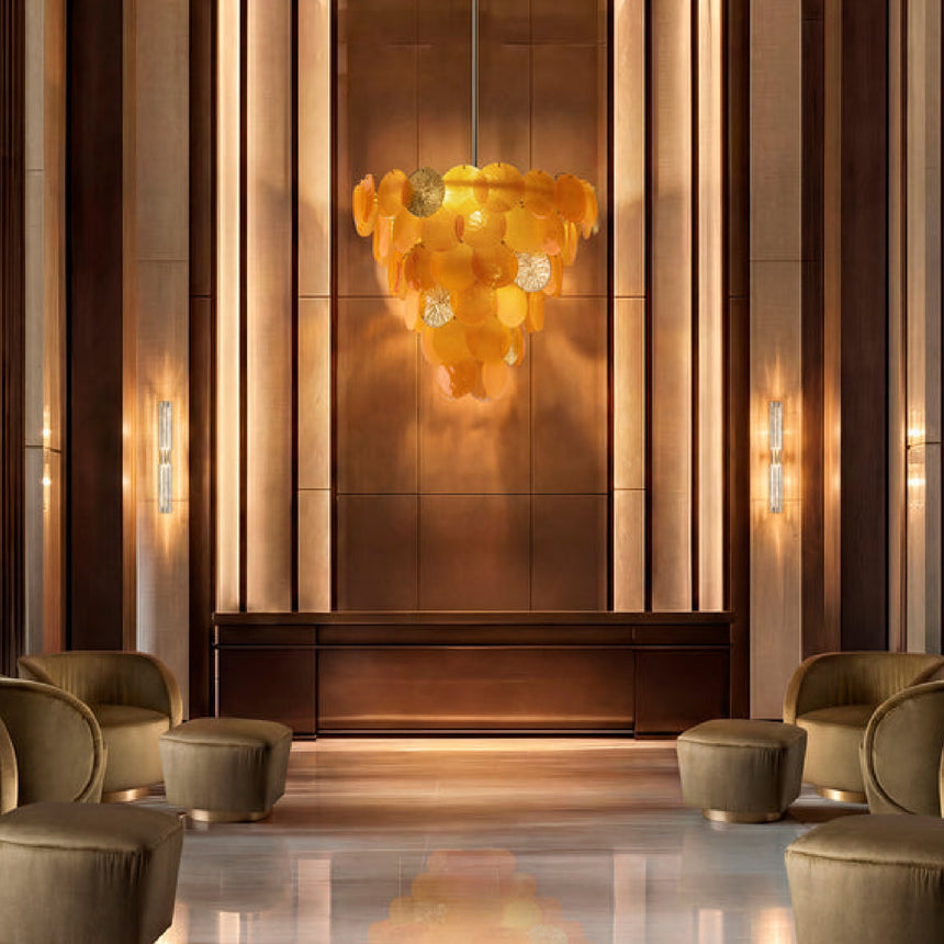 Yellow Glass Tiered Chandelier | Villari Candy