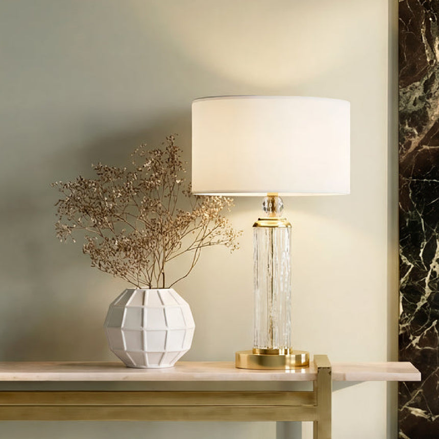 Cylindrical Glass Table Lamp | Villari Drum