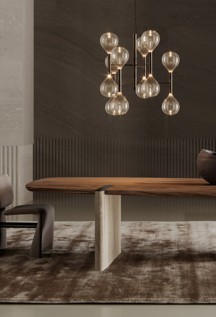 Modern dining room with a wooden dining table - bonaldo - italianfurniture.com