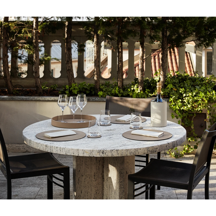 Grained Leather Round Placemat | Pinetti | Italianfurniture.com