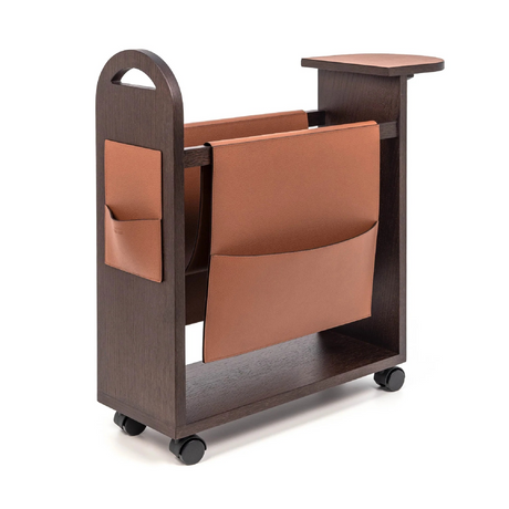 Wheeled Wooden Magazine Rack | Pinetti Tata | Italianfurniture.com