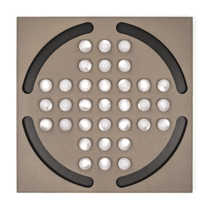 Pearl Pawns Leather Board Game | Pinetti Peg Solitaire | Italianfurniture.com