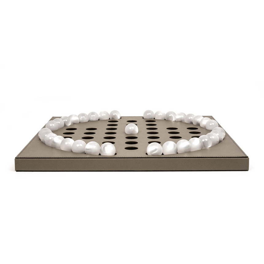 Pearl Pawns Leather Board Game | Pinetti Peg Solitaire | Italianfurniture.com