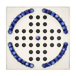 Blue Pawns Leather Game Board | Pinetti Peg Solitaire | Italianfurniture.com