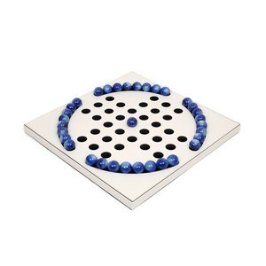 Blue Pawns Leather Game Board | Pinetti Peg Solitaire | Italianfurniture.com