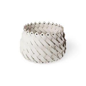 Leather Strips Round Basket S | Pinetti Almeria | Italianfurniture.com