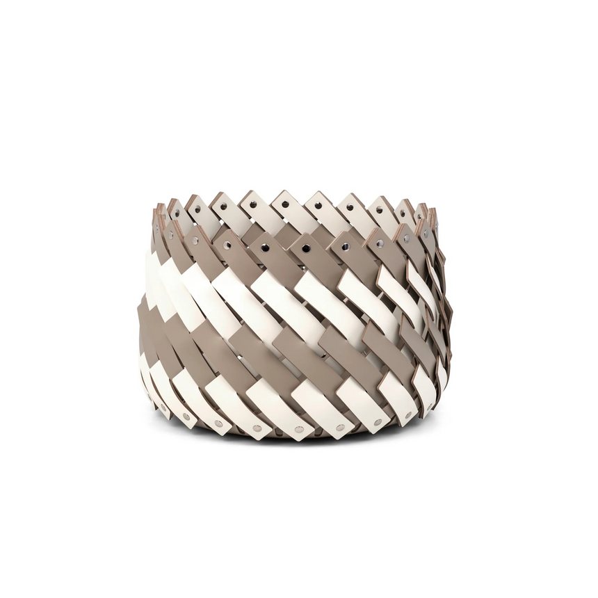 Leather Strips Round Basket S | Pinetti Almeria | Italianfurniture.com