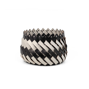 Leather Strips Round Basket S | Pinetti Almeria | Italianfurniture.com