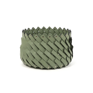 Leather Strips Round Basket S | Pinetti Almeria | Italianfurniture.com