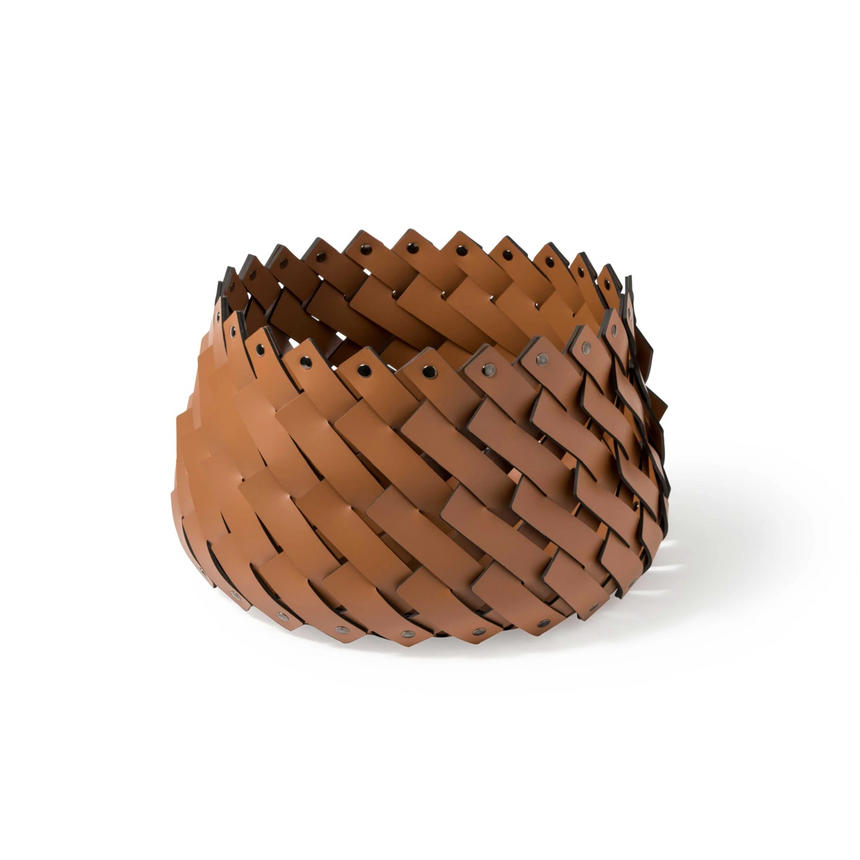 Leather Strips Round Basket S | Pinetti Almeria | Italianfurniture.com