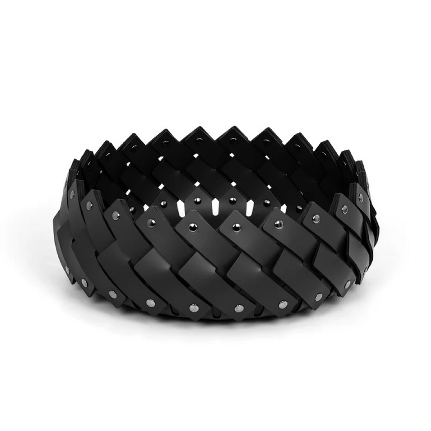 Leather Strips Short Basket | Pinetti Almeria | Italianfurniture.com