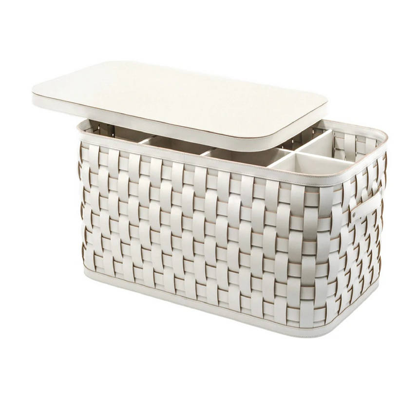 Woven Leather Shoes Basket | Pinetti Demetra | Italianfurniture.com