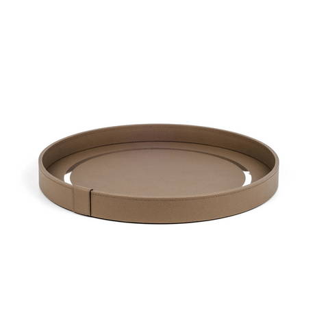 Calfskin Leather Round Tray | Pinetti Venere | Italianfurniture.com