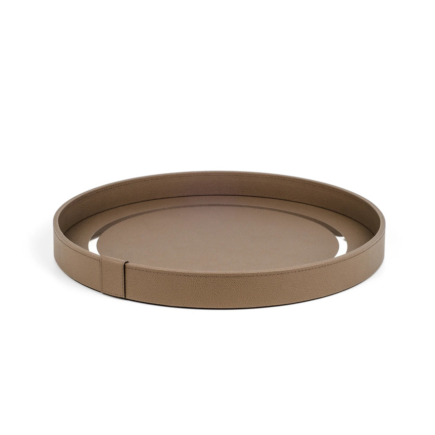 Calfskin Leather Round Tray | Pinetti Venere | Italianfurniture.com