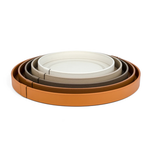 Calfskin Leather Round Tray | Pinetti Venere | Italianfurniture.com