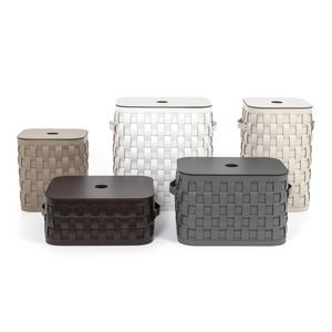 Flat Lidded Square Leather Basket S | Pinetti Demetra | Italianfurniture.com