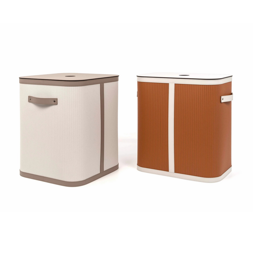 Square Lidded Leather Basket | Pinetti Roda | Italianfurniture.com