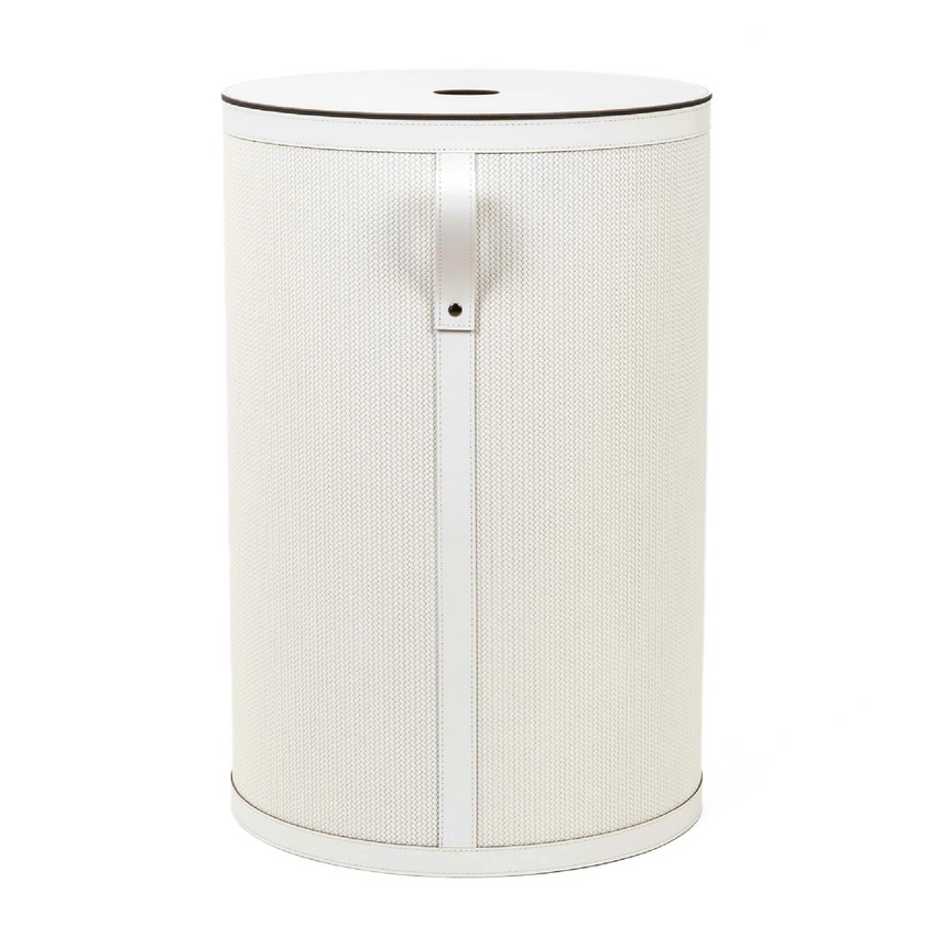 Round Lidded Leather Basket | Pinetti Roda | Italianfurniture.com