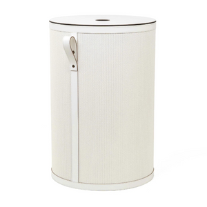 Round Lidded Leather Basket | Pinetti Roda | Italianfurniture.com