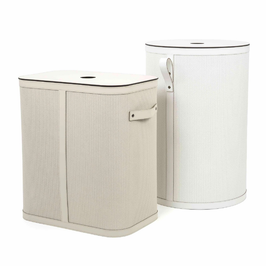 Round Lidded Leather Basket | Pinetti Roda | Italianfurniture.com