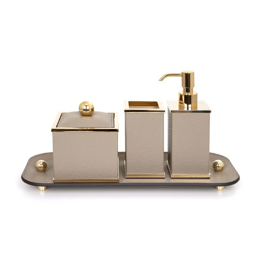 Leather Covered Square Bathroom Set | Pinetti Olimpia | Italianfurniture.com