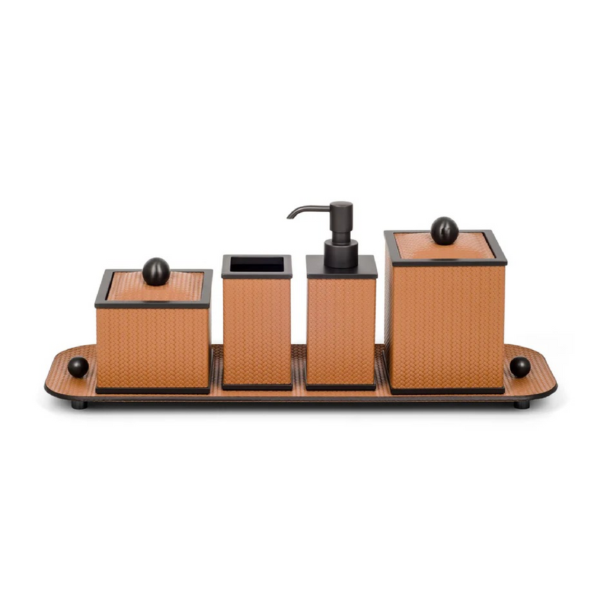 Leather Covered Square Bathroom Set | Pinetti Olimpia | Italianfurniture.com