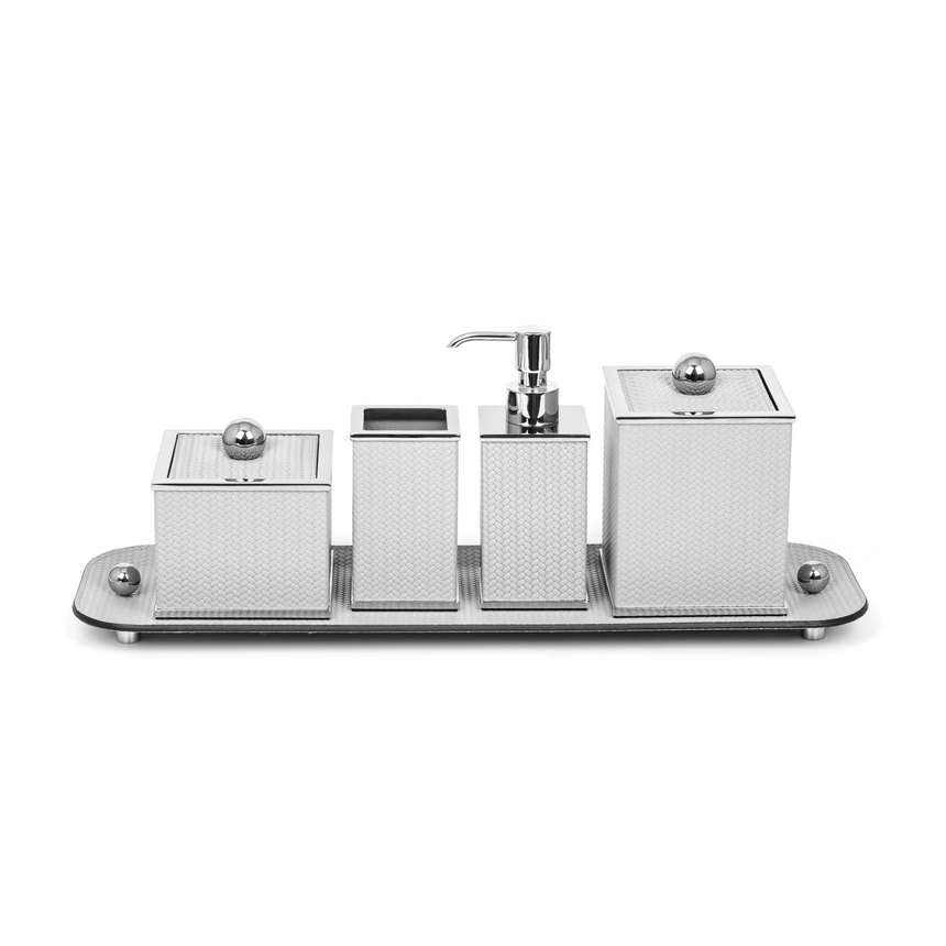 Leather Covered Square Bathroom Set | Pinetti Olimpia | Italianfurniture.com