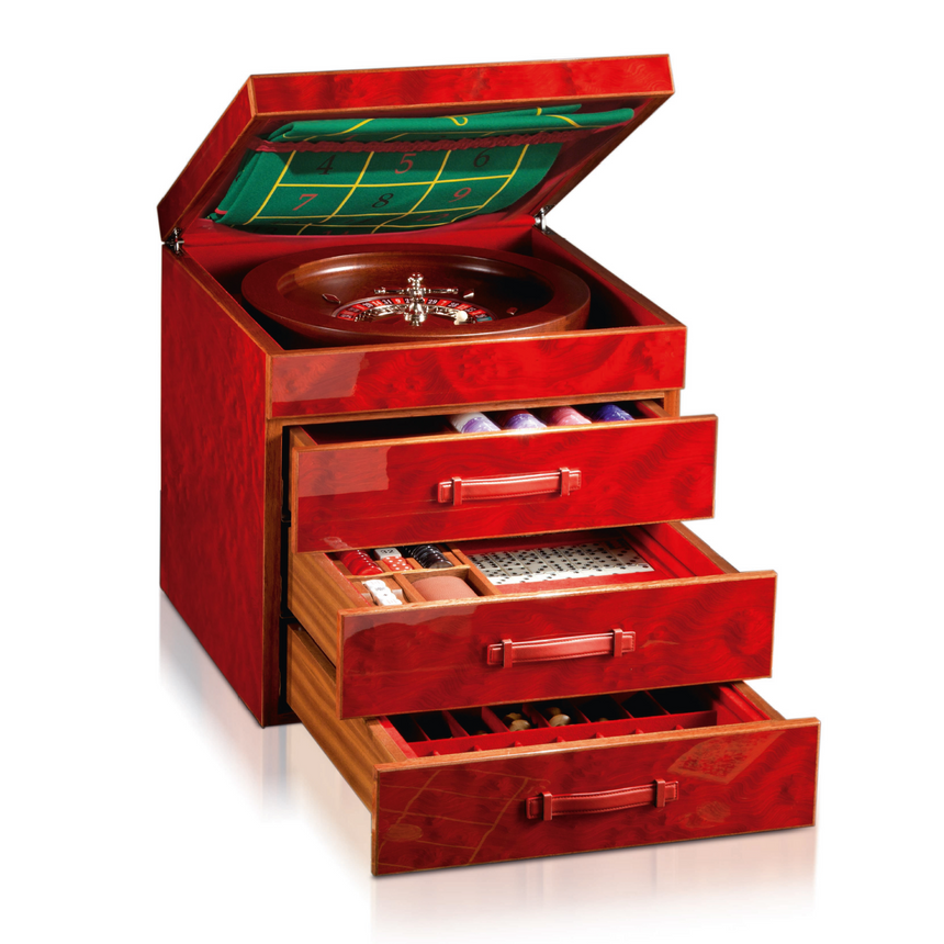 Red Briar & Mahogany 3-Drawer Multigame | Agresti Casino Passion | Italianfurniture.com