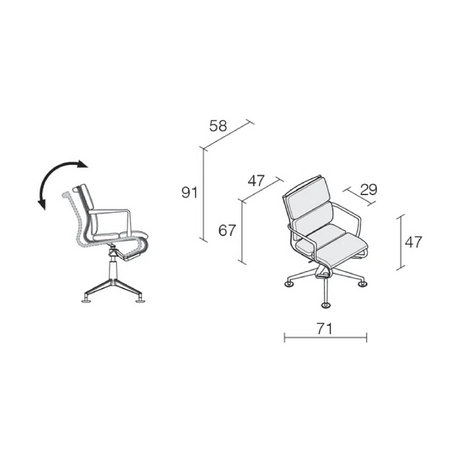 Padded Swivel Office Armchair | Alias Meetingframe | Italianfurniture.com