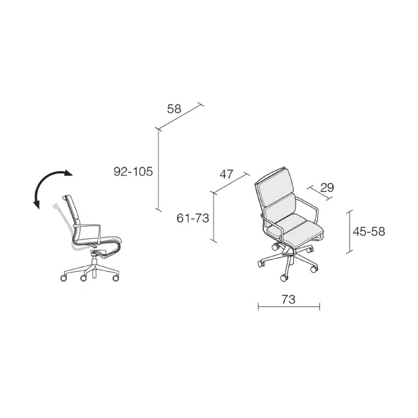 Upholstered Swivel Office Armchair | Alias Rollingframe | Italianfurniture.com